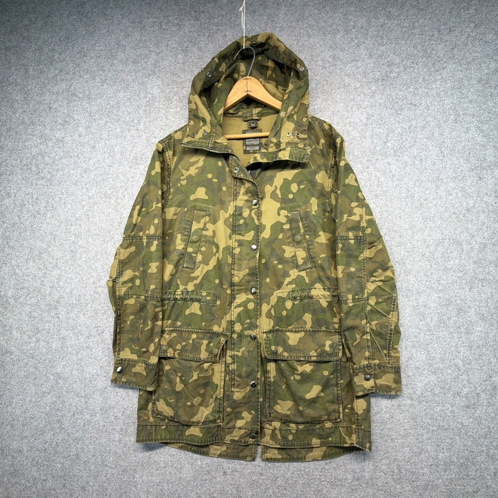 Vintage Gap Military Parka Coat Jacket Hooded Camo Green Cargo Women's Small Y2K